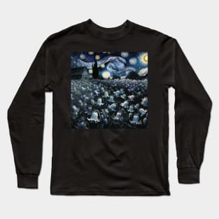 Enchanted Flower Garden Night: Bellflower Starry Floral Long Sleeve T-Shirt